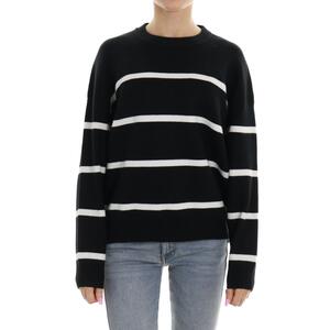 MAGLIA A RIGHE FRESH FLOWER NERO